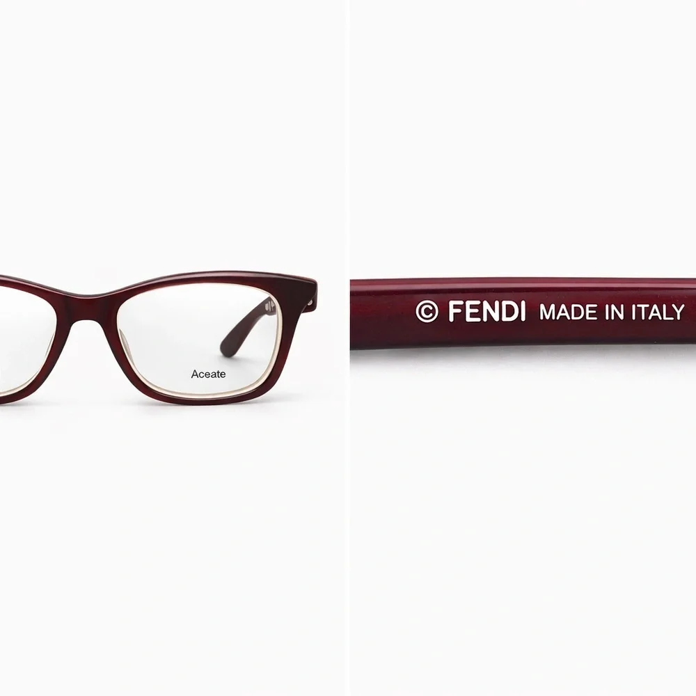 Fendi FF0256 Acetate Eyeglasses Burgundy Ivory 52-18-140 New Authentic